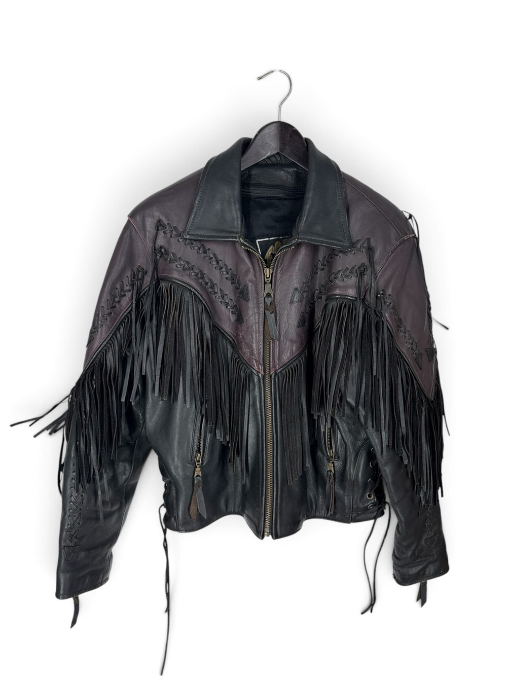 Vintage Force Fringe Leather Moto Jacket